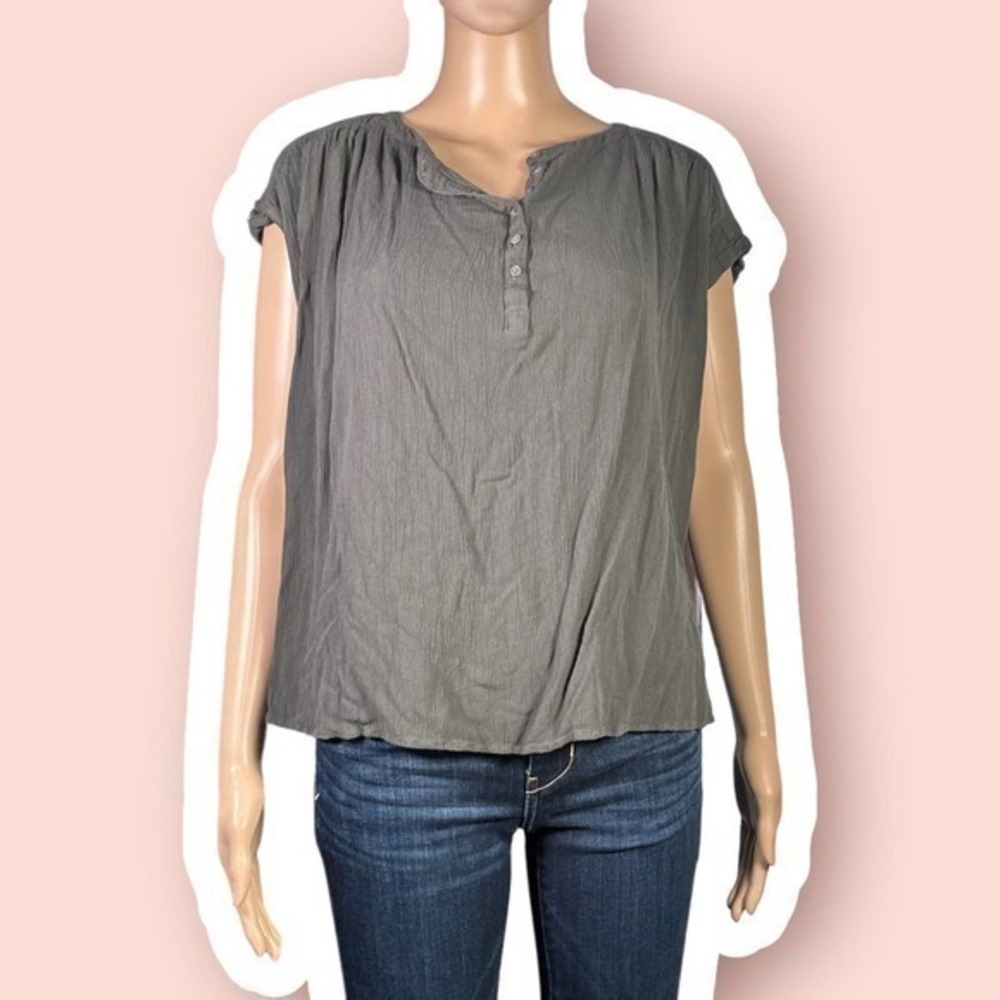 LOFT Green Half Button Front Top Size Medium - "Josephina"